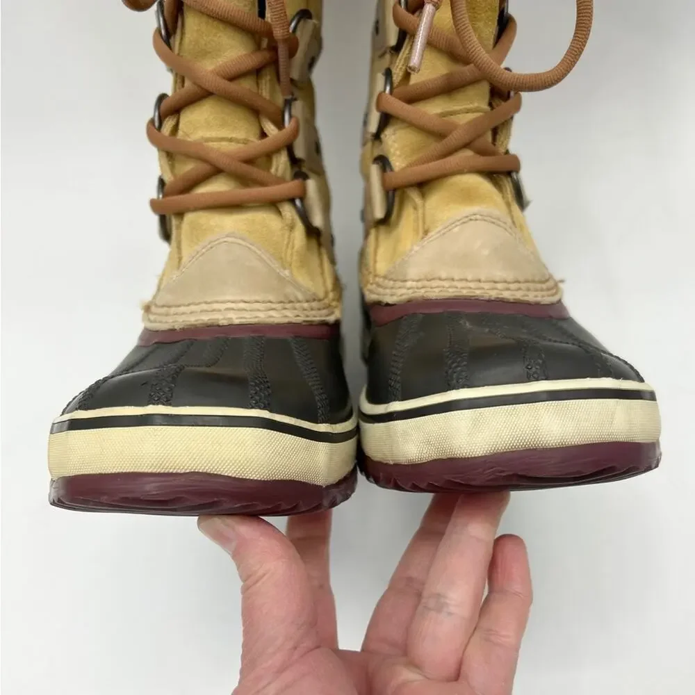 Sorel Joan of Arctic Tall Lace Up Suede Leather Faux Fur Warm Winter Boots sz 5